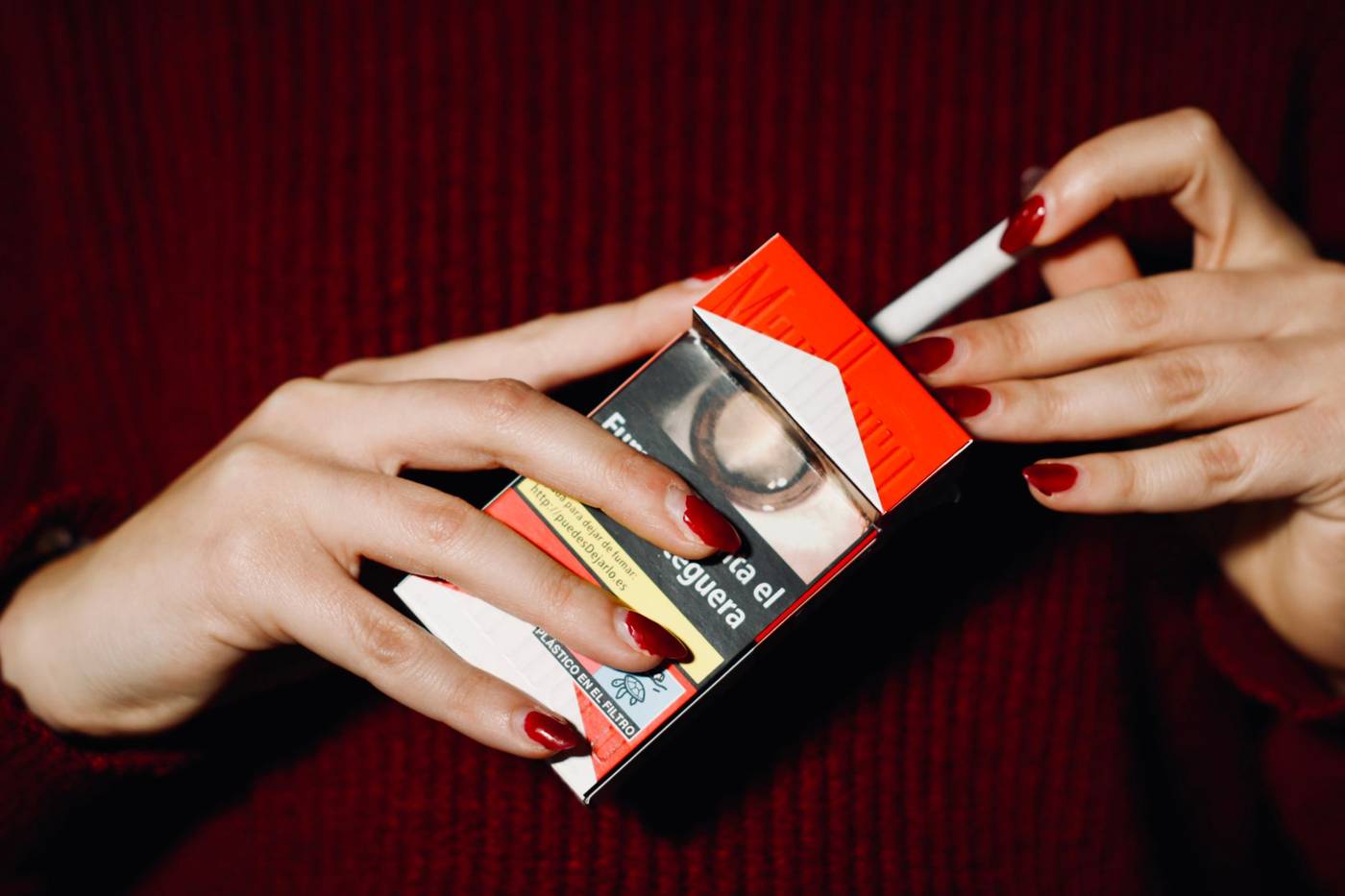 Cigarette pack on shelf