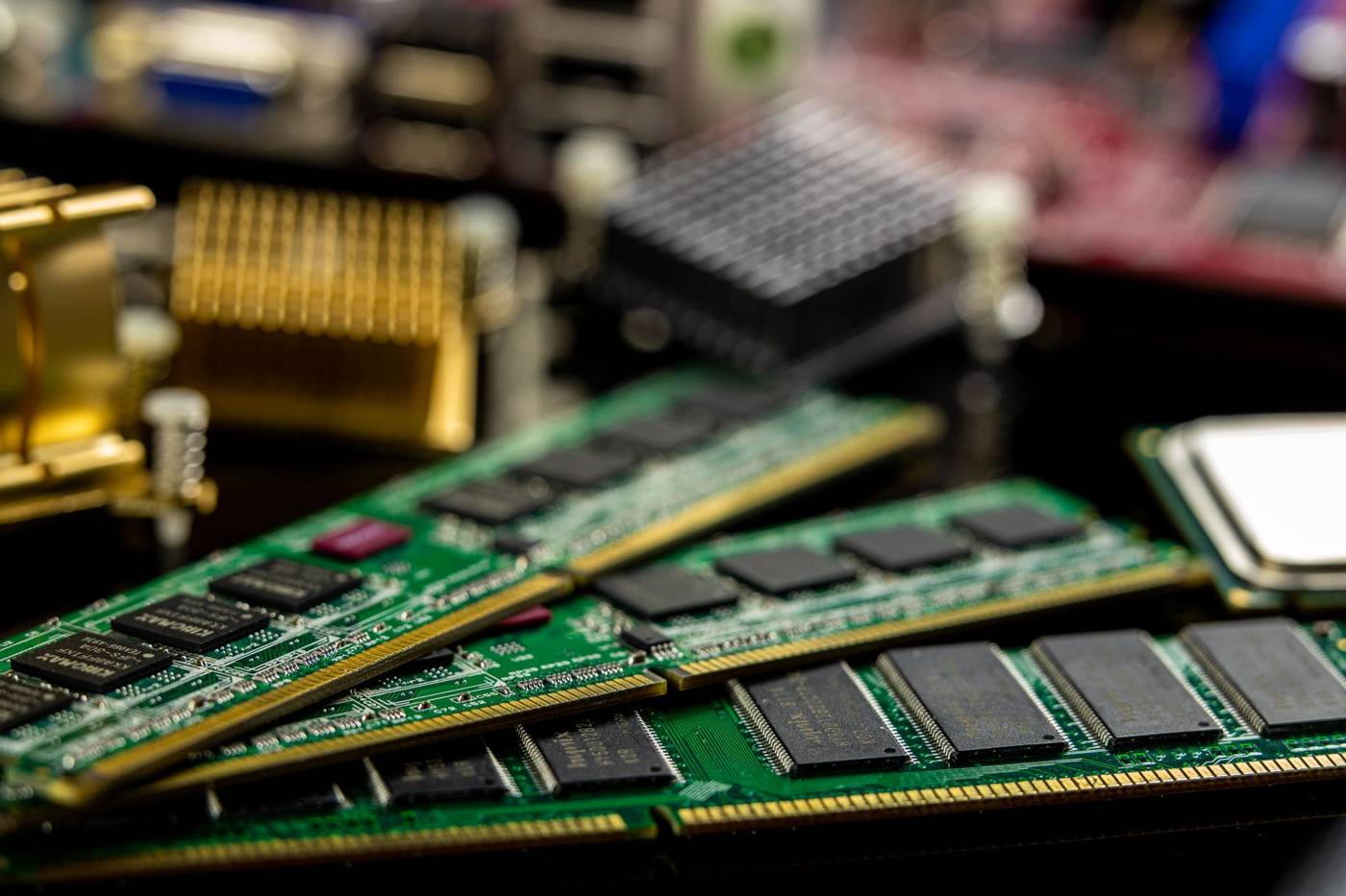 Semiconductor memory chip closeup