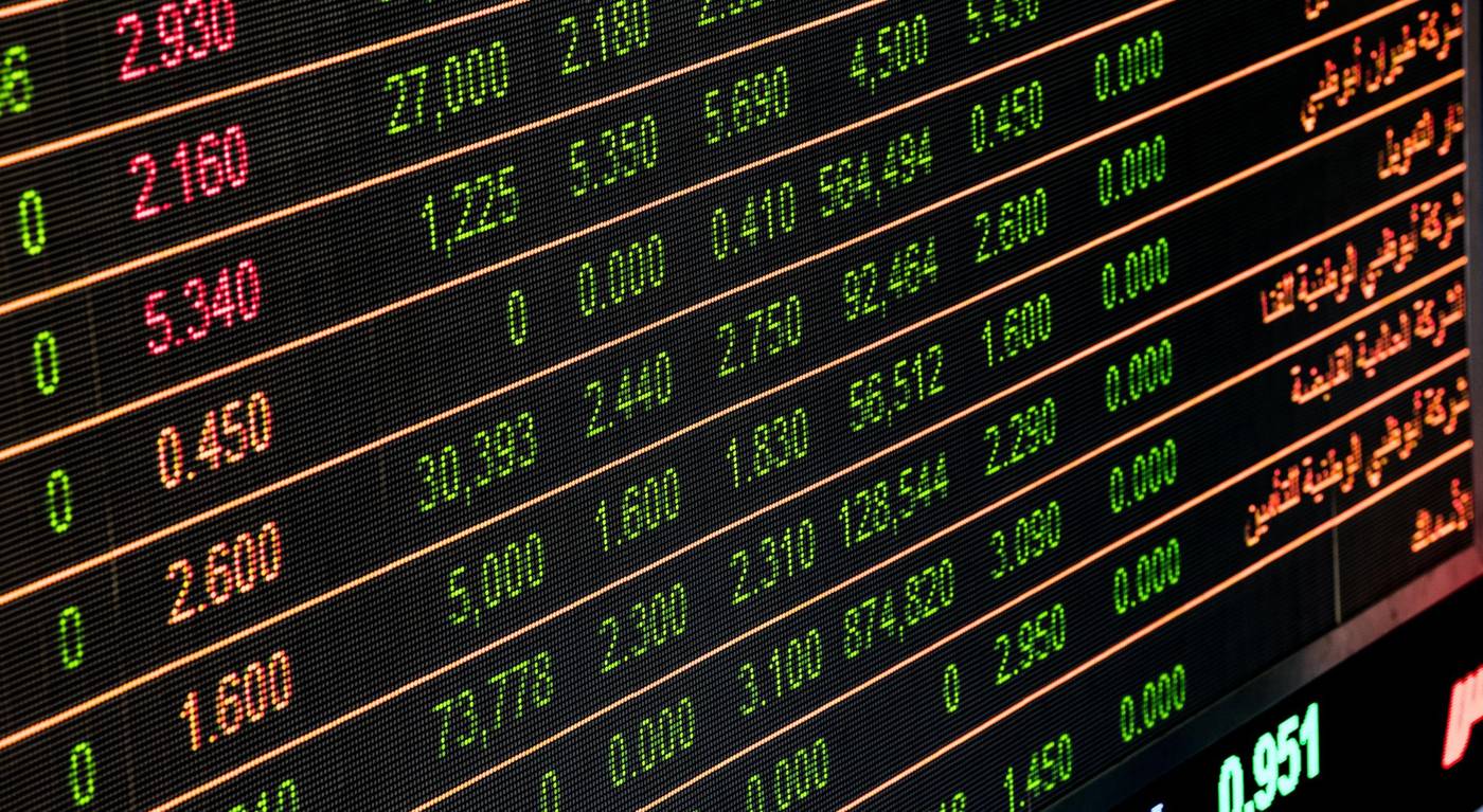 Stock market trading floor display